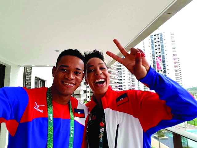 Swimmers Naomy Grand'Pierre and Mike Dorsainvil will be in Haiti next week to meet with Haitian youth