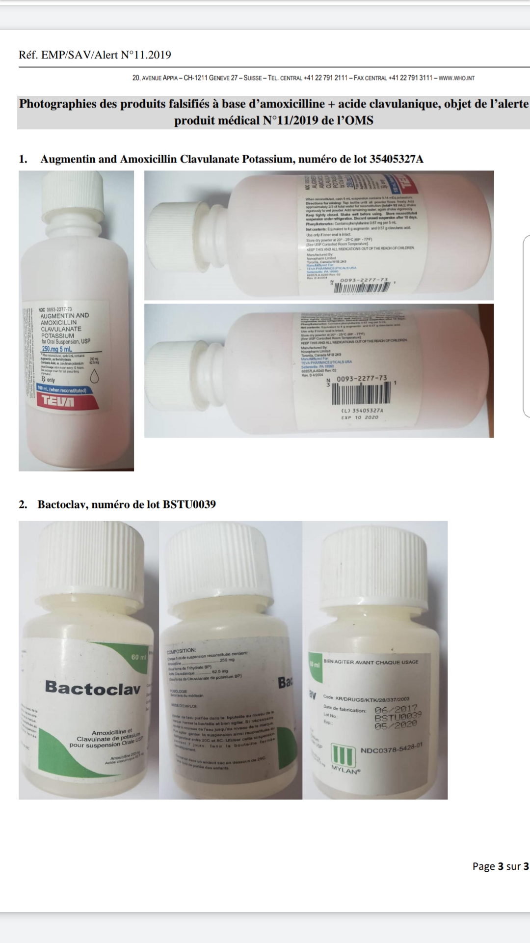 L'OMS alerte sur la circulation d'une fausse amoxicilline en Haïti