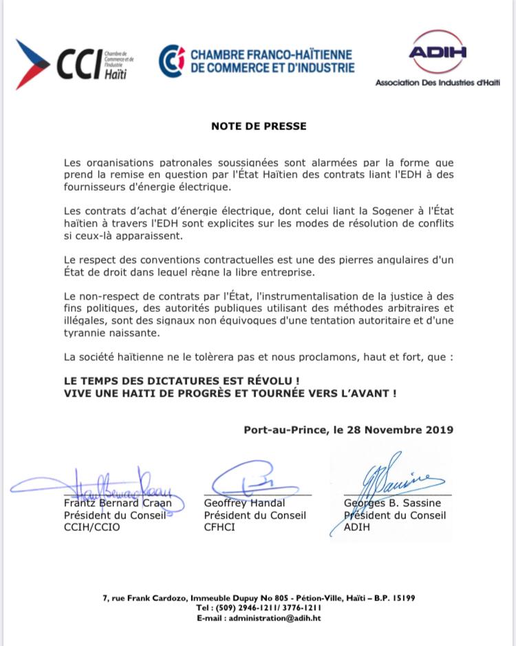 Trois associations patronales crient halte à la dictature, à l’instrumentalisation de la justice…