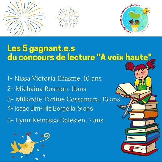 Les cinq gagnant.e.s du concours de lecture « À voix haute »