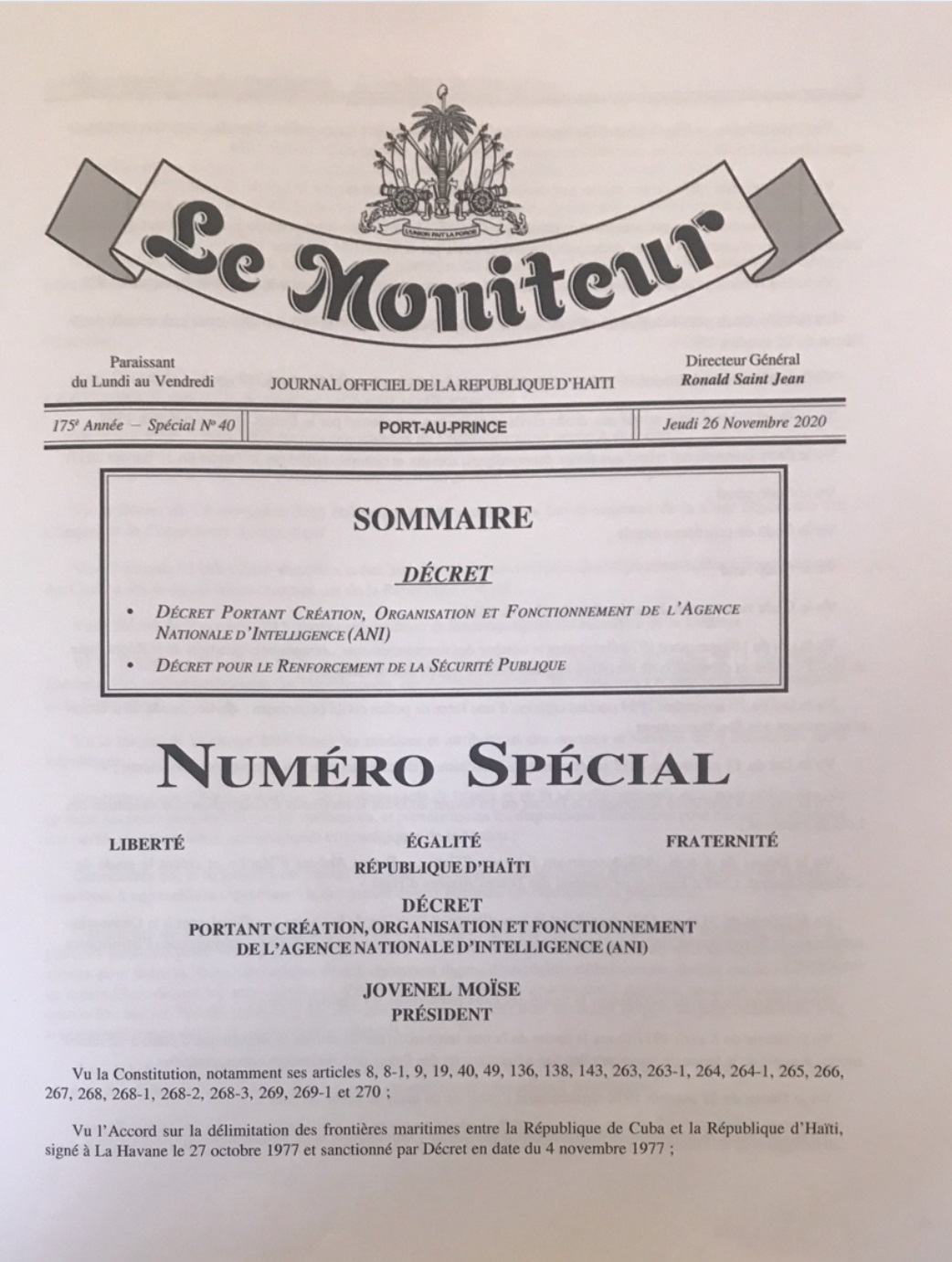 Jovenel Moïse crée l’« Agence nationale d’intelligence » avec des agents aux pouvoirs illimités