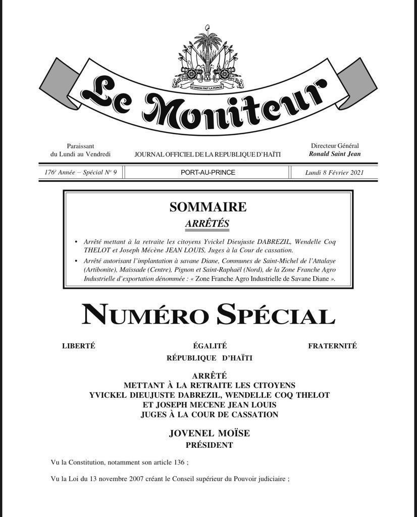 Jovenel Moïse met à la retraite les trois juges de la Cour de cassation pressentis pour le remplacer