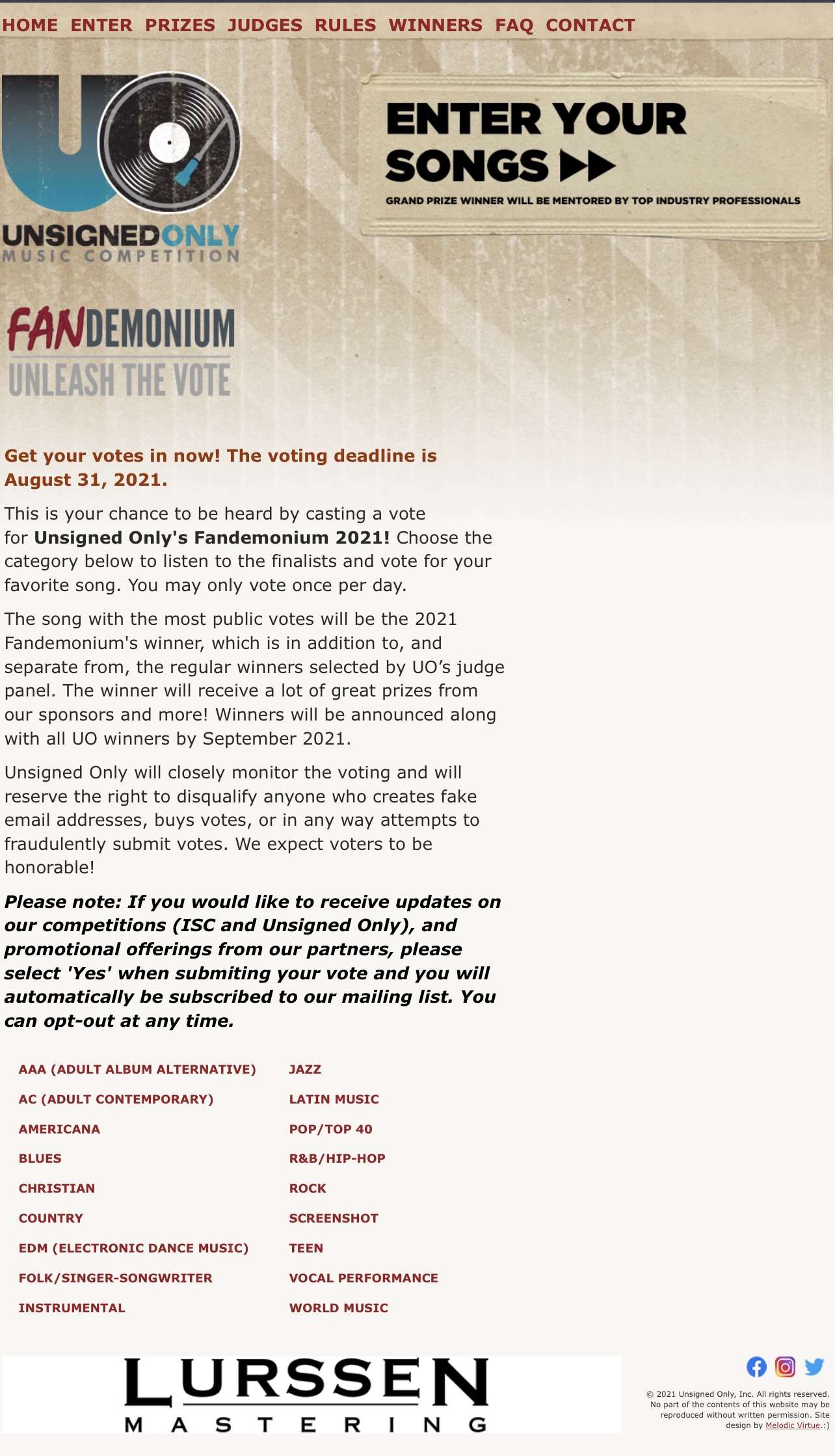 Votez pour Akoustik et Daniel Prophète à la Unsigned Only Music Competition