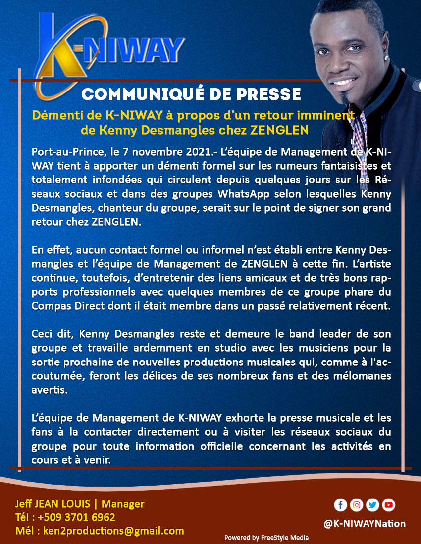 Kenny Desmangles ne revient pas à Zenglen