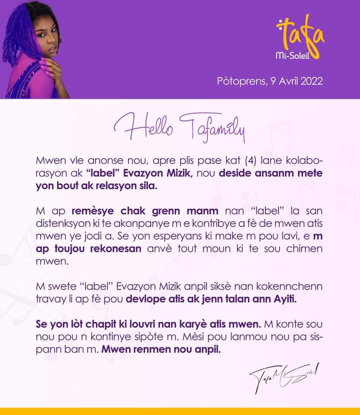 Entre Tafa mi-soleil et Evazyon mizik, c'est fini