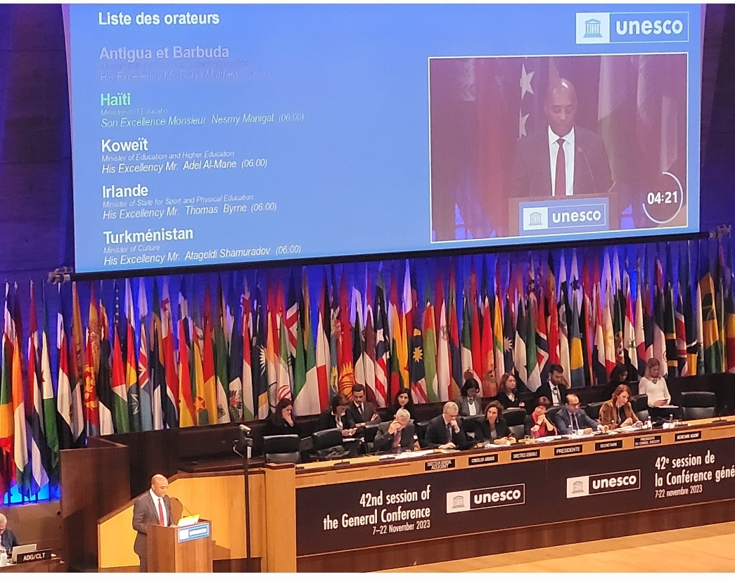 Discours du ministre Nesmy Manigat à la 42e Conférence générale de l’UNESCO