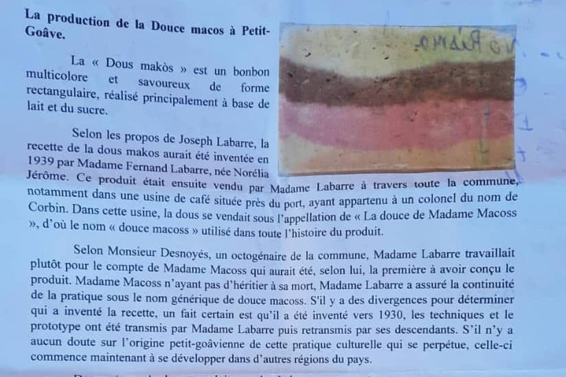 Fedou-Petit-Goâve pour promouvoir et sauvegarder la spécialité de confiserie dous Makòs