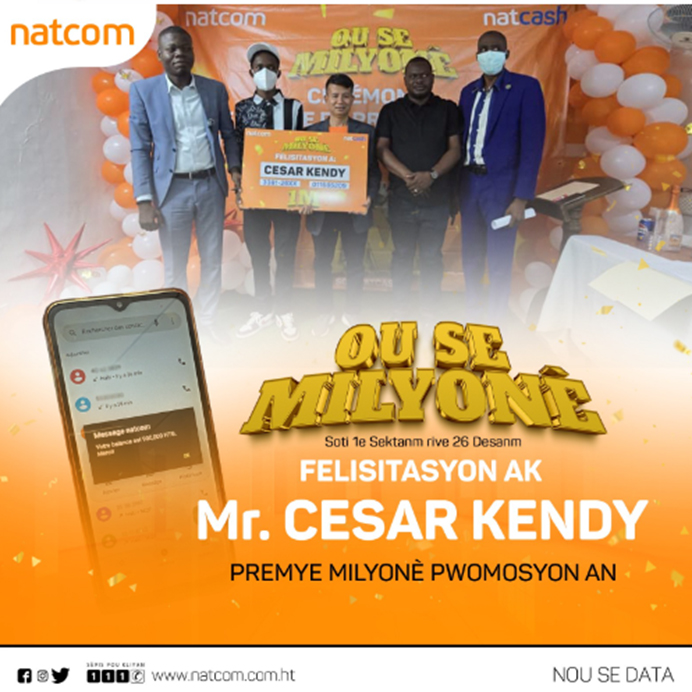Promotion “Ou Se Milyonè” : La Natcom a remis le premier prix Millionnaire au gagnant