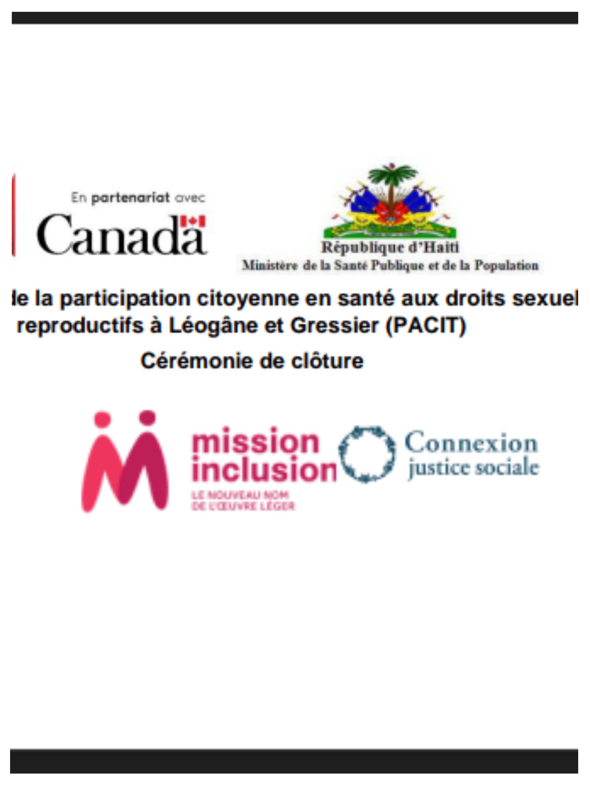 Les Affaires mondiales du Canada et la Mission Inclusion clôturent le projet Pacit en Haïti