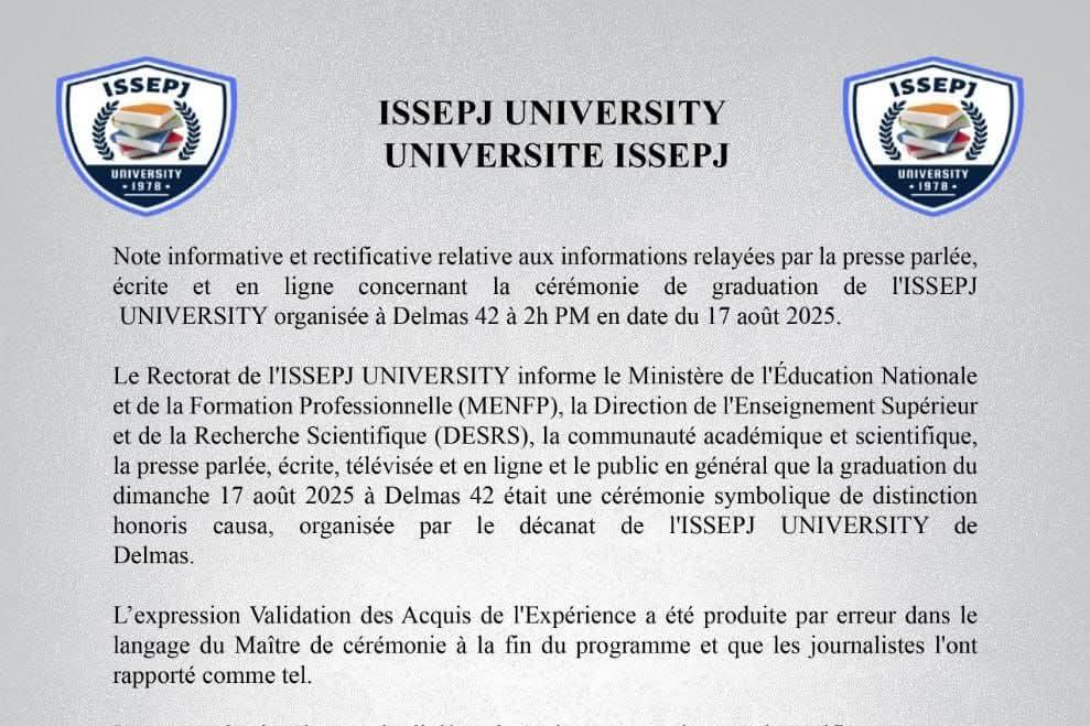 L'ISSEPJ réagit à l'interdiction de fonctionnement imposé par le MENFP