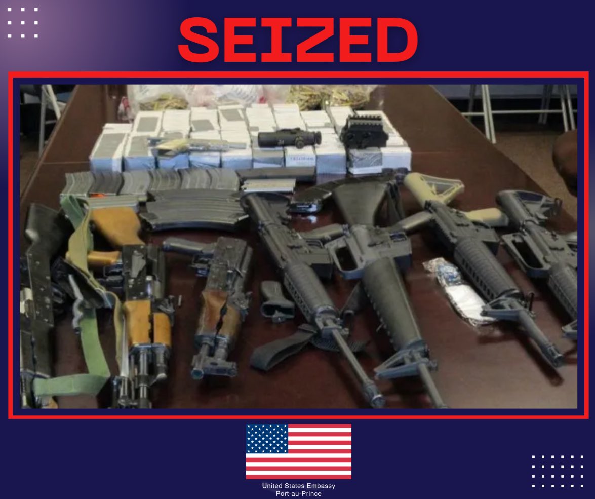 Saisie de plus de 23 000 armes et stupéfiants destinés à Haïti, annoncent les États-Unis