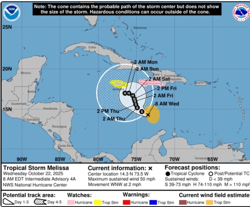 La tempête tropicale Melissa pourrait se transformer en ouragan dès jeudi