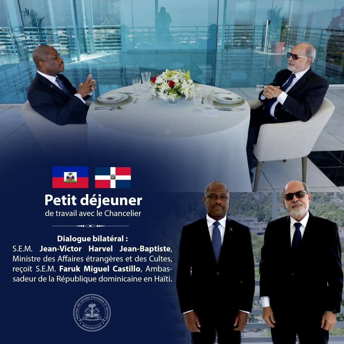 Échanges entre le chancelier haïtien et l'ambassadeur dominicain tour de la relance du dialogue bilatéral