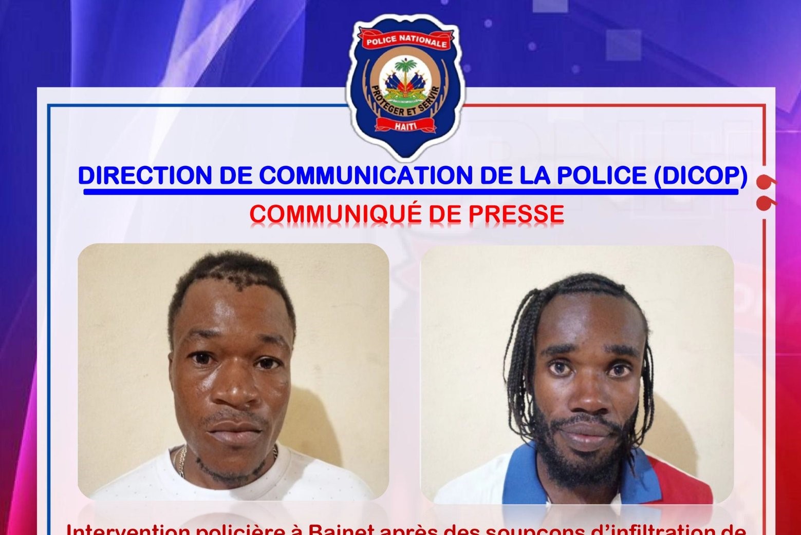 Sud-Est : deux présumés membres de gang arrêtés à Bainet