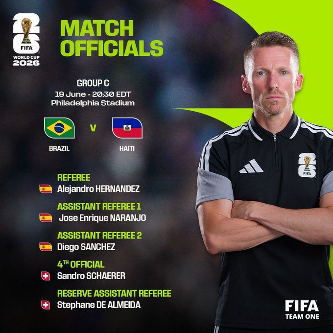 La FIFA désigne Alejandro Hernández Hernández pour diriger le match Brésil vs Haïti