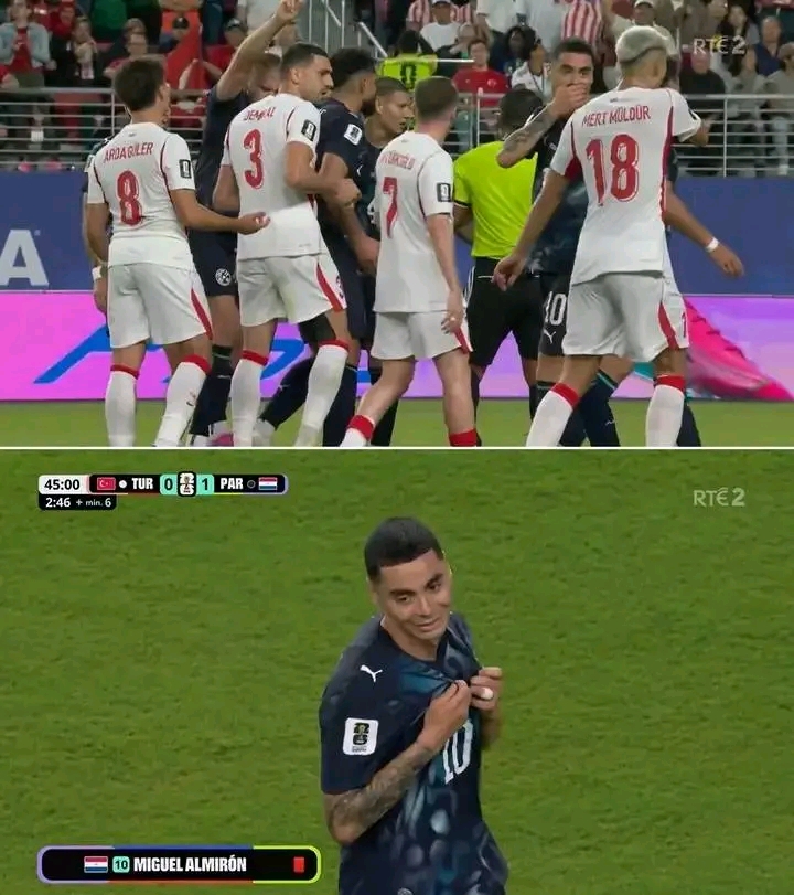 Miguel Almiron expulsé pour avoir couvert sa bouche, une première dans l'histoire