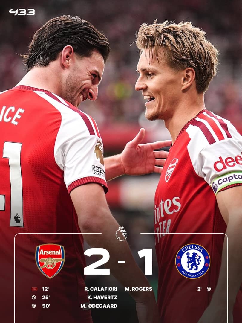 Premier League : Arsenal domine Chelsea et rejoint Manchester City