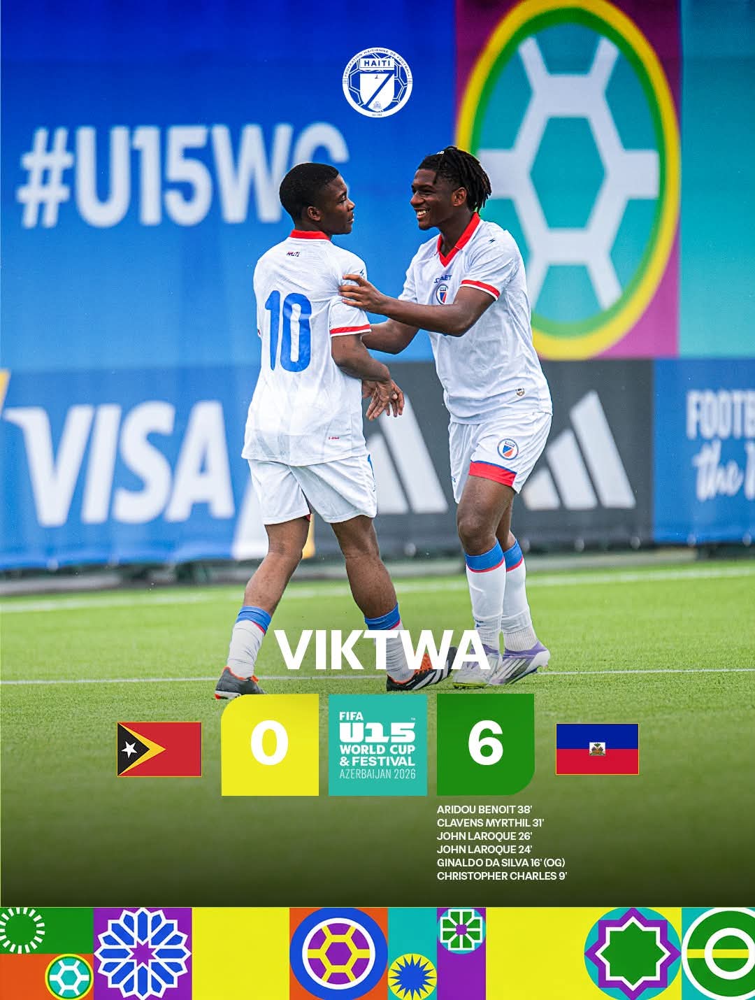 Mondial U15 : Haïti se relance en écrasant Timor Oriental 6-0